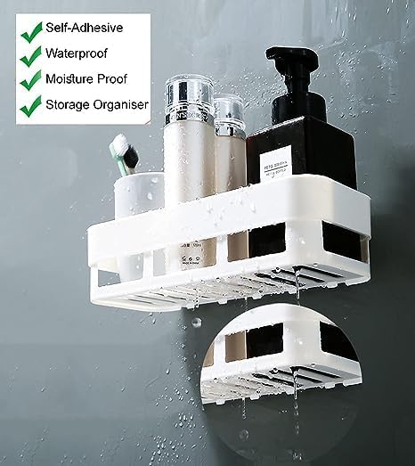 No-Drill Multipurpose Wall Shelf – Self-Adhesive Bathroom & Kitchen Organizer Rack(Pack Of 2)