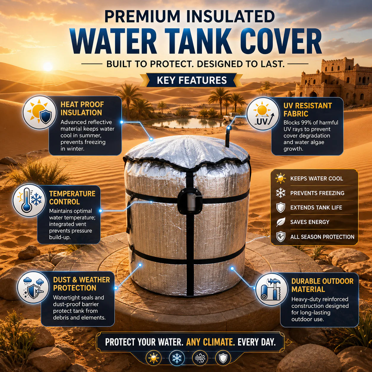Kryon AquaGuard™  Climate Shield  Insulated Water Tank Cover